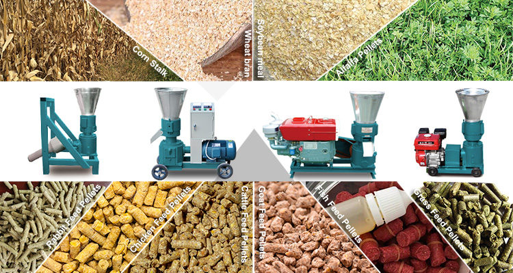 3. Feed Pellet Mill Capacity Range Small feed pellet mill: 60-800kg/h per set; Large feed pellet mill: 1-10T/h per set. Small Feed Pellet Machine at Factory Price Small feed pellet machine is generally a type of flat die pellet mill that is relatively small in the output capacity when compared to large scale feed pellet machine. It can be used for farm use, home use or business use. More important, this animal feed pellet mill price is cheap, ranging from a few hundred dollars to a few thousand dollars.