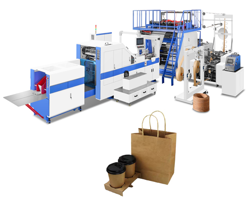 SQAURE BOTTOM PAPER BAG MACHINE INLINE HANDLE ATTACHING